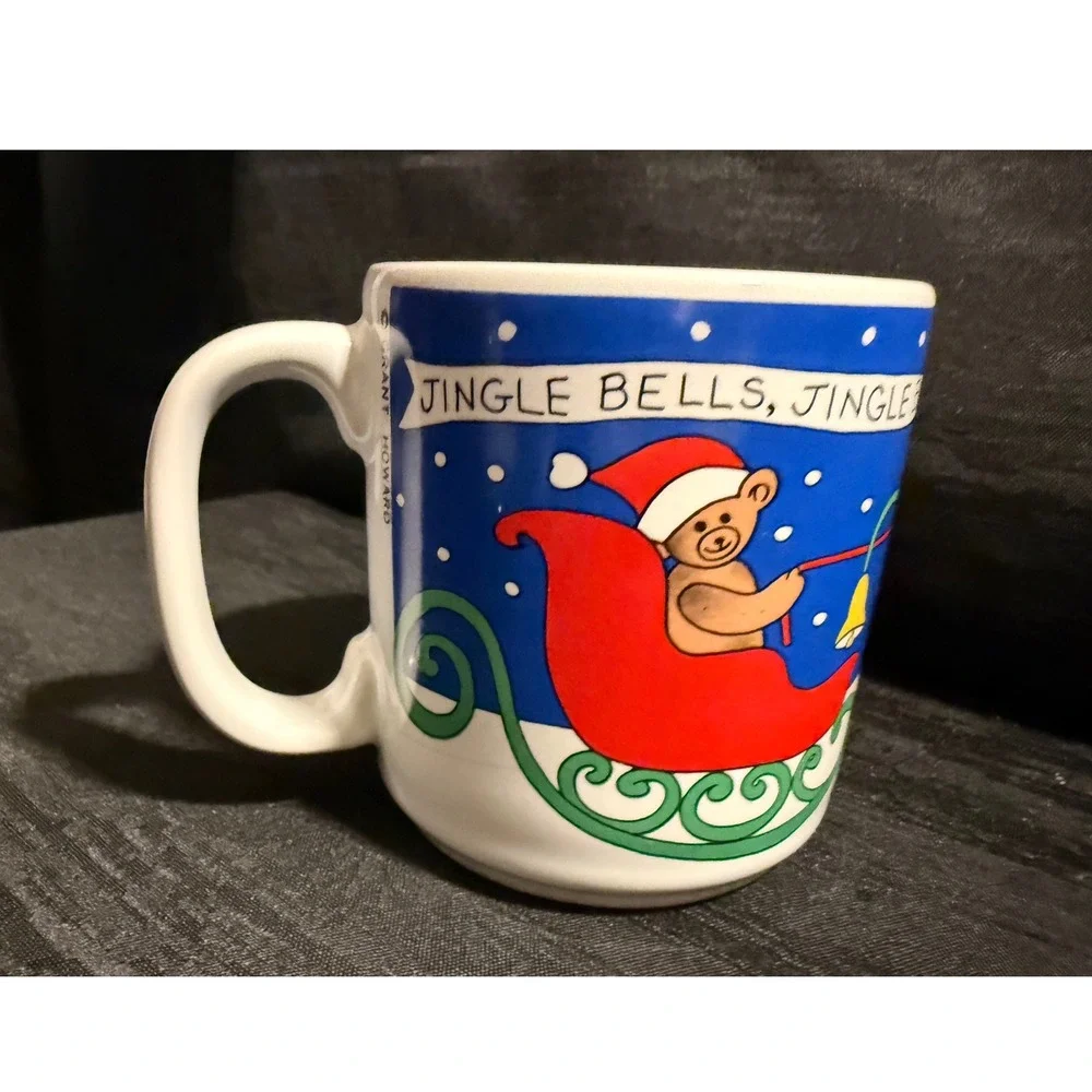 Vintage grant Howard Musical Singing Christmas Mug Santa Sleigh Holiday Cup